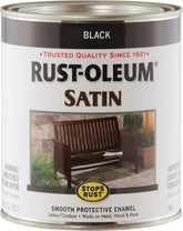 Stops Rust 7777502 Enamel Paint, Satin Sheen, Black, 1 qt, Can, 60 to 100 sq-ft/qt Coverage Area
